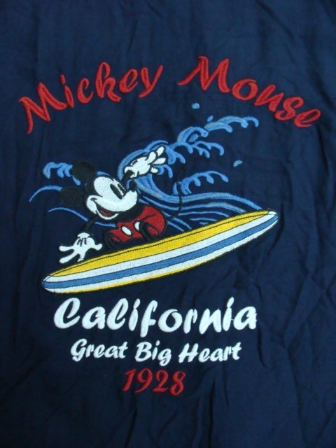 【大きいサイズ・5L】Disney ディズニー ミッキーマウス レーヨン ボーリングシャツ 濃紺 　_画像3