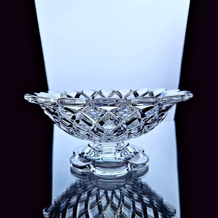 輝くオールドバカラBaccarat ディアマンカレのコンポート フルーツスタンド脚付きトレイ皿 19世紀後半フランスアンティーク