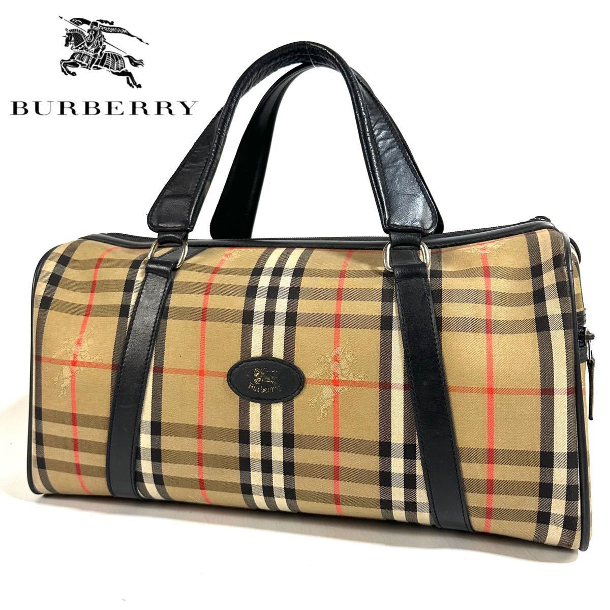 美品】Burberry バーバリー ノバチェック キャンバス レザー ベージュ