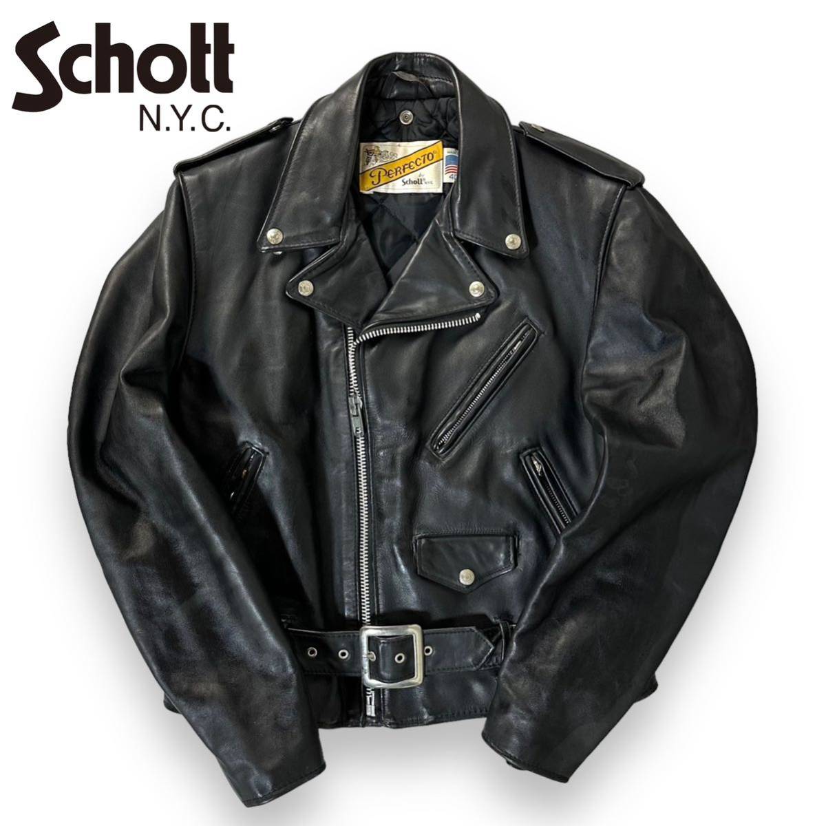 【希少品】Schott ショット ステア ハイド レザー ダブル ライダース ジャケット 618 40サイズ バイカータグ 米国製
