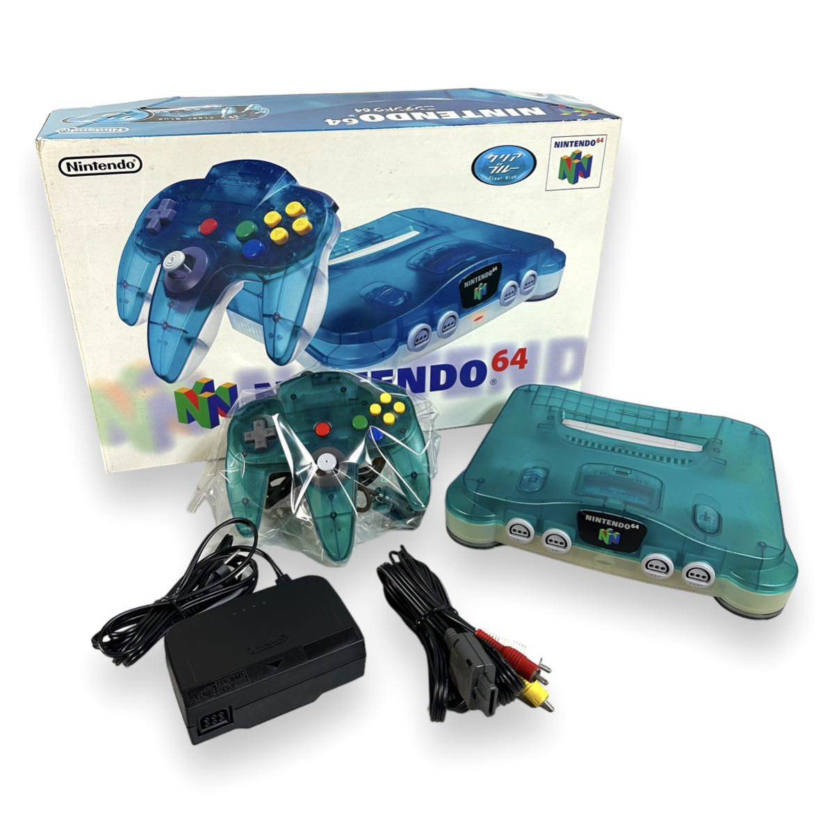 【希少品】NINTENDO64 任天堂64 ニンテンドー 64 本体 クリアブルー NUS-001 別売りAVケーブル付き 日本製 限定色の画像2