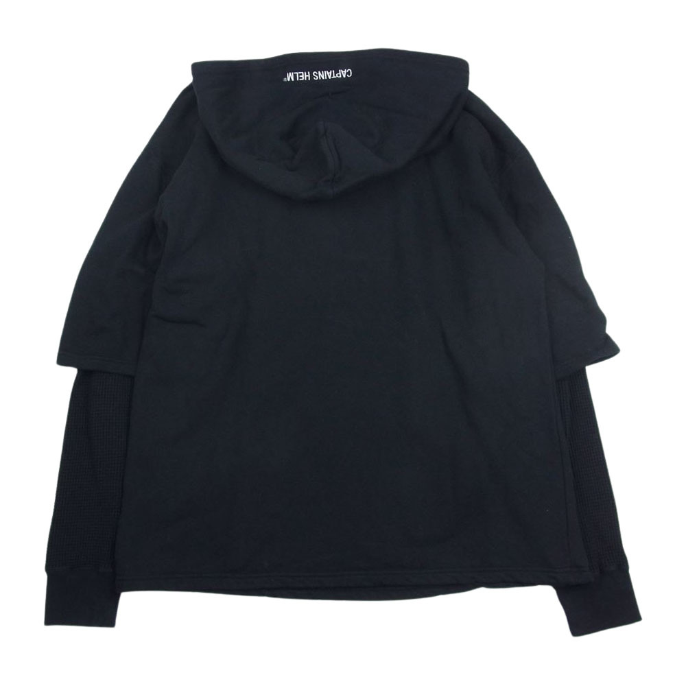 キャプテンズヘルム CAPTAINS HELM LAYERED HOODIE サーマル レイヤード プルオーバー パーカー ブラック系 L【中古】_画像2