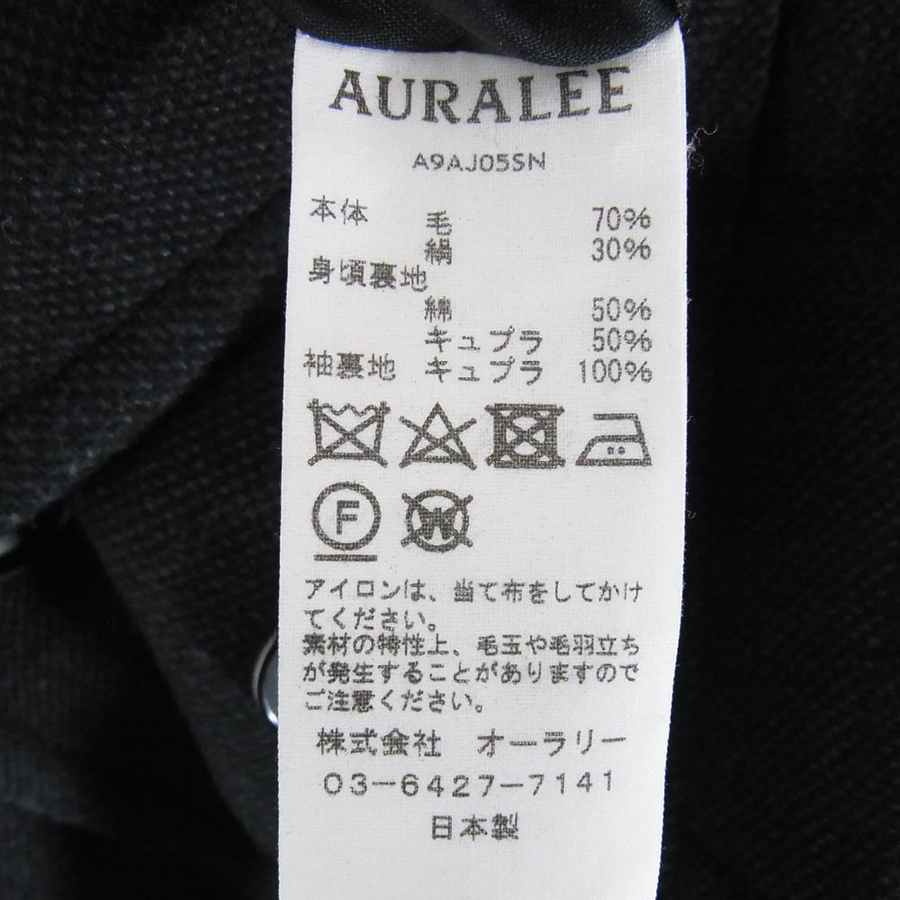 AURALEE オーラリー 19AW A9AJ05SN WOOL SILK MELTON HALF COAT ウール シルク メルトン ハーフコート ブラック系【中古】_画像5