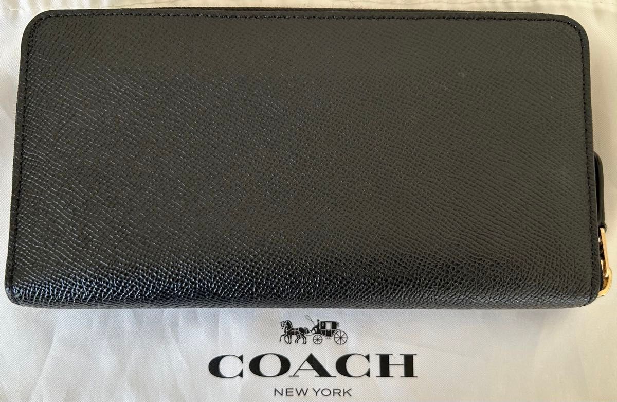 COACH コーチ　ラウンドファスナー　レザー長財布　ブラック　黒　高級感　人気