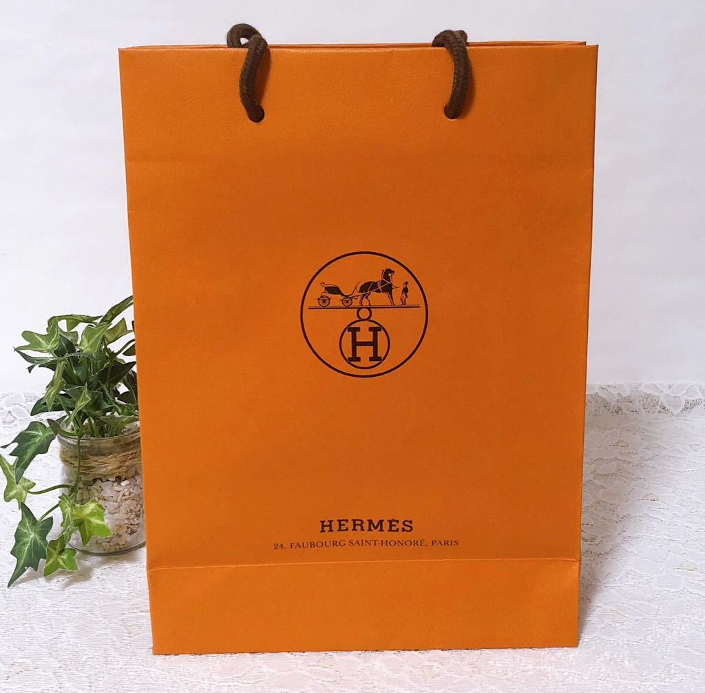 エルメス 「HERMES」ショッパー ミニ封筒付き (3037) 正規品 紙袋 ショップ袋 ブランド紙袋 財布箱サイズ 21×28.5×8.5cm  折らずに配送