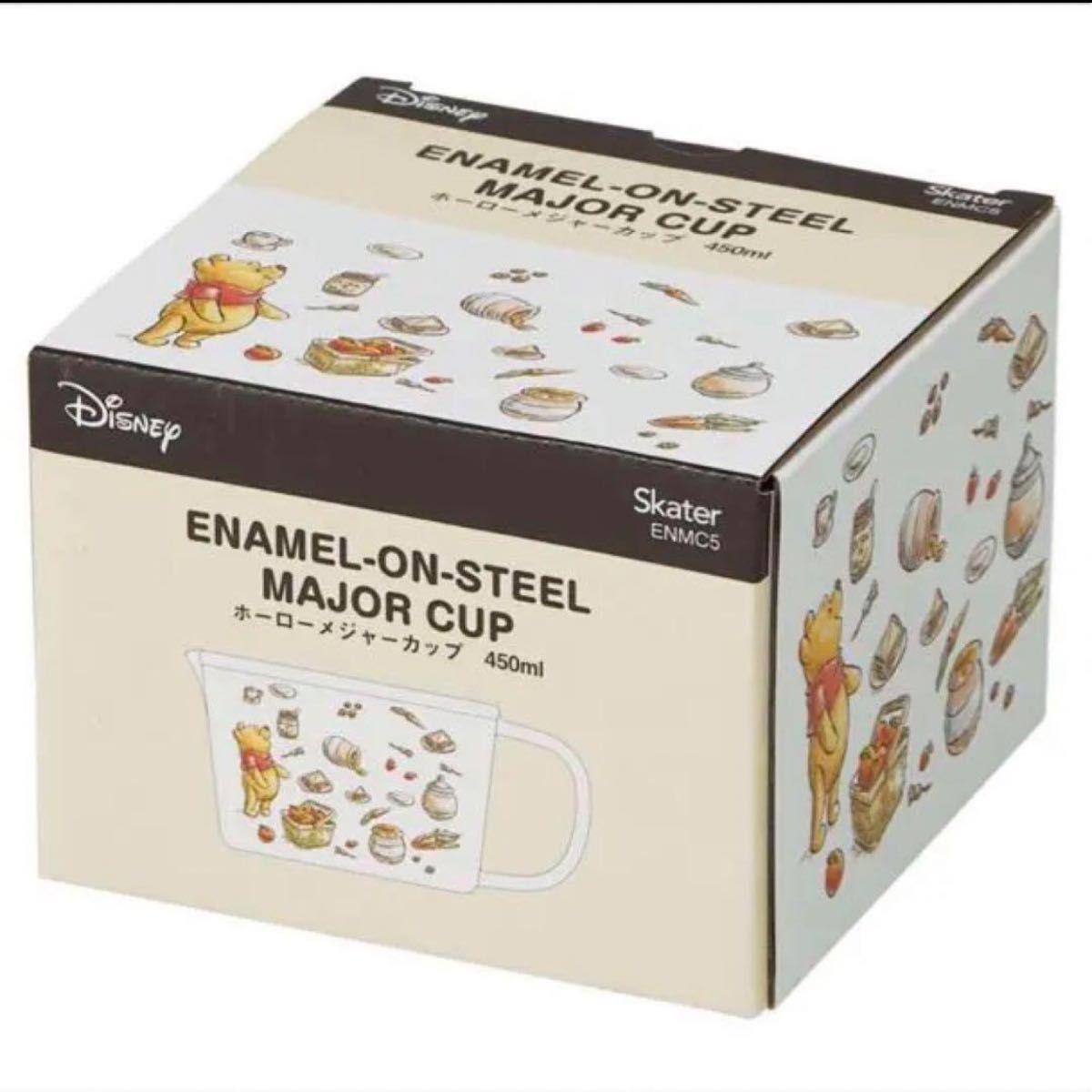 くまのプーさんの可愛いホーロー製計量カップ ディズニー Disney キッチン 陶磁器 食器 マグカップ 箱入り
