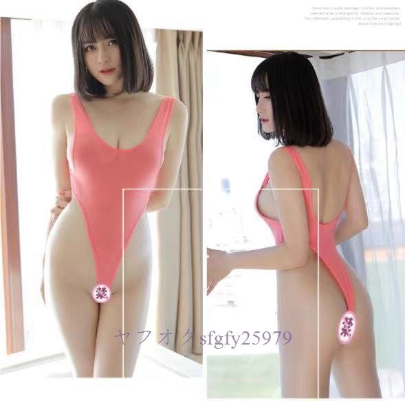 P541☆新品ハイレグ レオタード 濃いピンク シースルー セクシー レースクイーン スケスケ Tバック 水着 インナー 下着 コスプレ_画像1