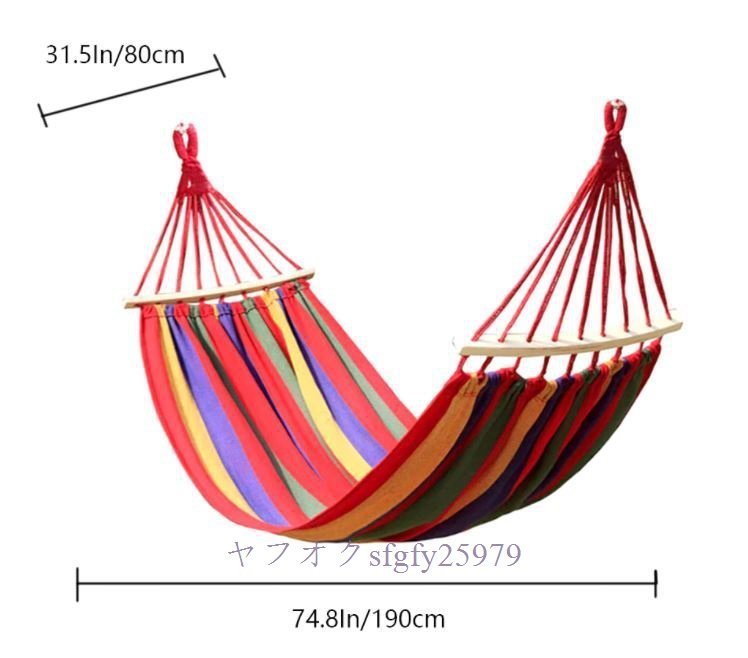 A786A☆新品厚い帆布で作られたポータブルハンモック 屋内 寝室 キャンプ 旅行用のスイングベッド_画像9