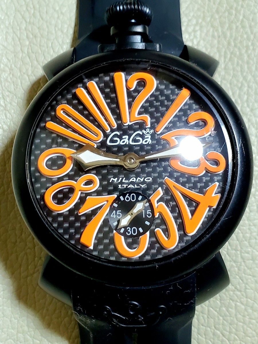 良品 GaGa MILANO ガガミラノ マヌアーレ48 ブラック 手巻き 裏 良品 GaGa MILANO ガガミラノ マヌアーレ48 ブラック 手巻き 裏