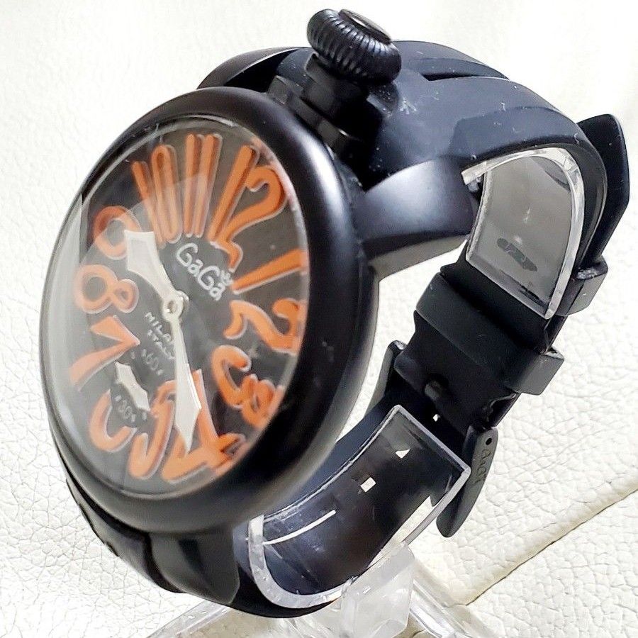 良品 GaGa MILANO ガガミラノ マヌアーレ48 ブラック 手巻き 裏 良品 GaGa MILANO ガガミラノ マヌアーレ48 ブラック 手巻き 裏