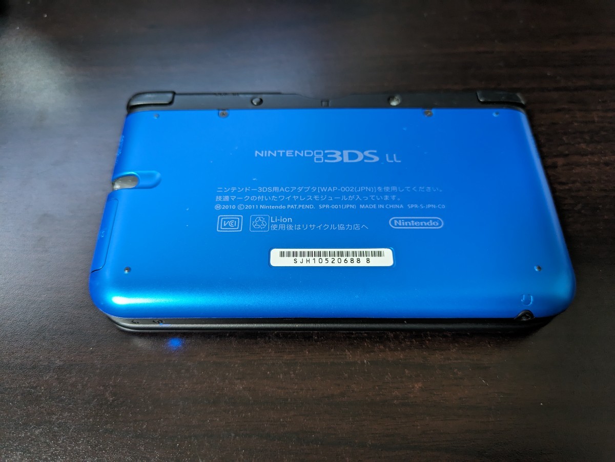 【ジャンク】任天堂 3DS LL ブルーXブラック 動作確認済 画面、ボタン破損_画像3