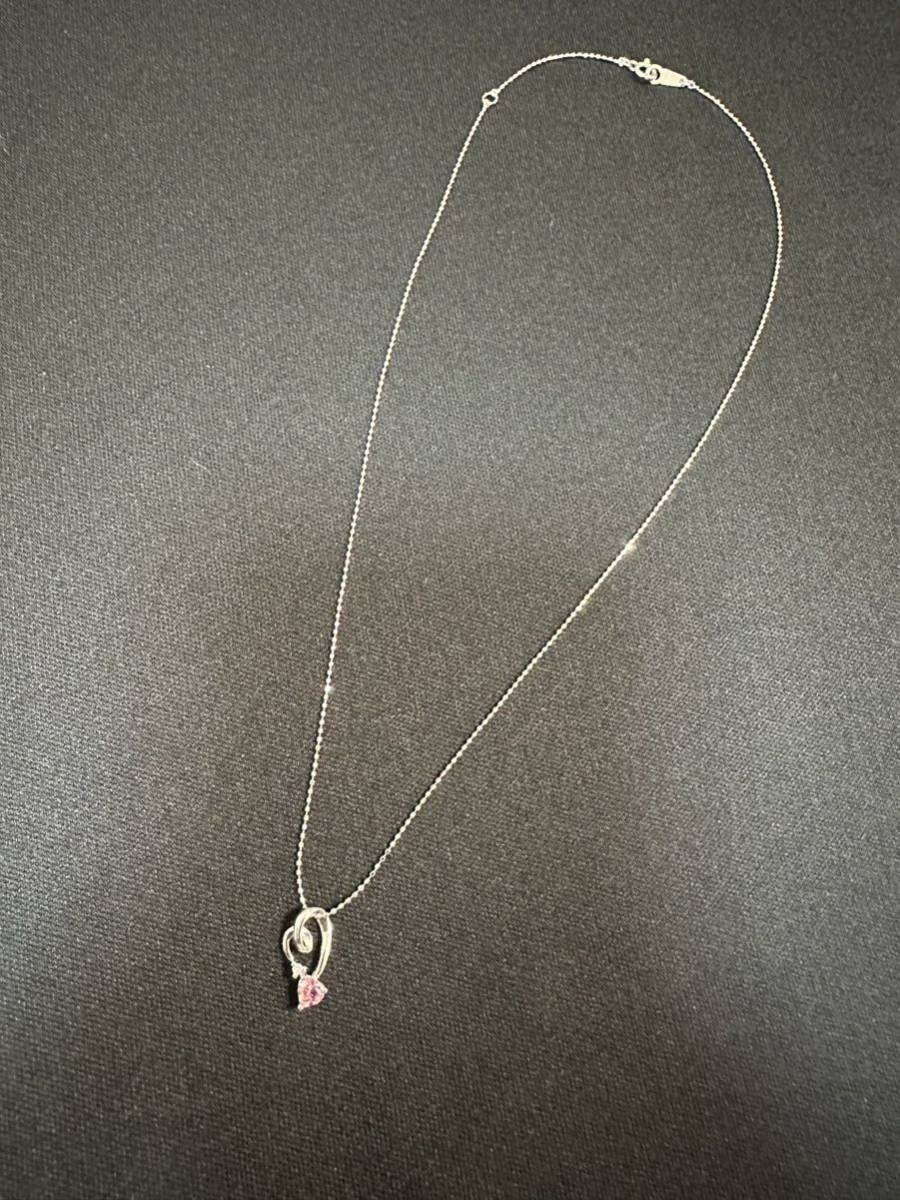 [ BLOOM ] K18 WG * small necklace * perhaps pink tourmaline * Heart she-b. pretty * unused goods *