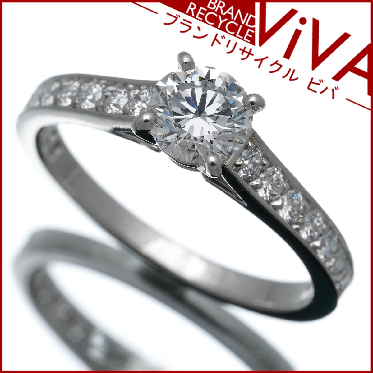 【希望者のみラッピング無料】 0.43ct プラチナ Pt950 指輪 リング ダイヤ ハーフ ソリテール 1895 カルティエ G-VVS2-VG ギャラ&GIA鑑定書あり 新品仕上げ済 美品 7号 47 プラチナ