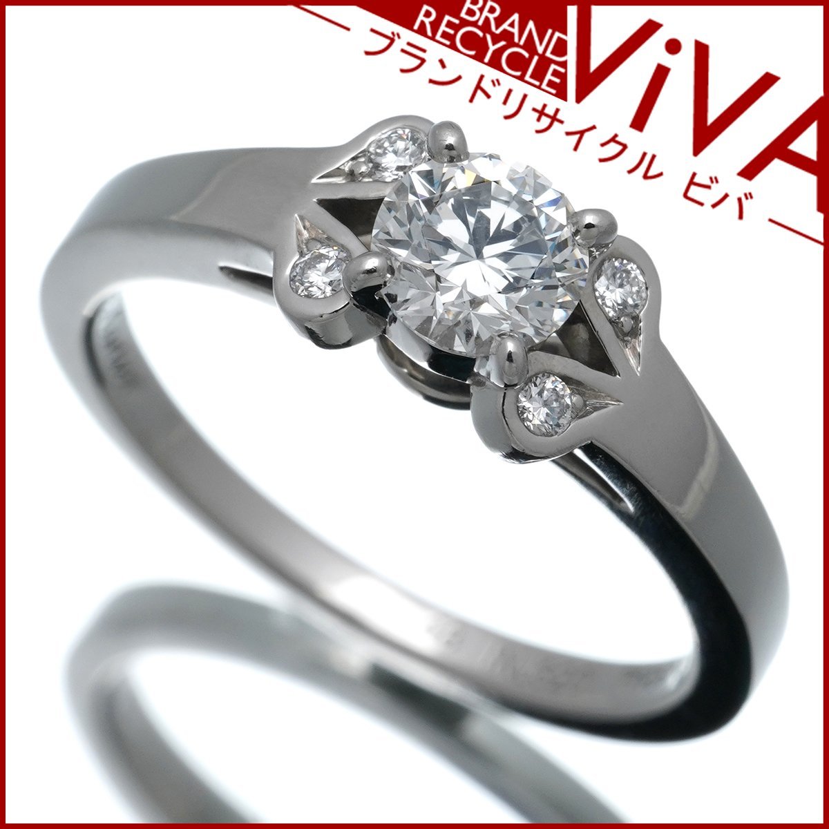 【値下げ】 Pt950 8号 #48 G-VS1-3EX 0.38ct 指輪 リング ダイヤモンド ソリテール バレリーナ カルティエ プラチナ 新品仕上げ済み 美品 プラチナ