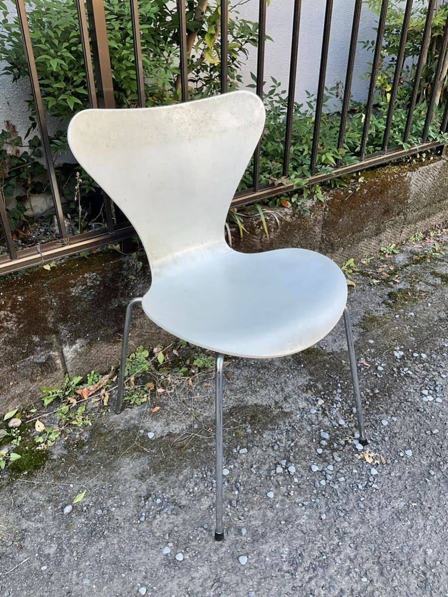 ① Fritz Hansen フリッツハンセン Seven Chair セブンチェア Arne Jacobsen アルネ ヤコブセン Made in Denmark デンマーク 1997 ホワイトの画像1
