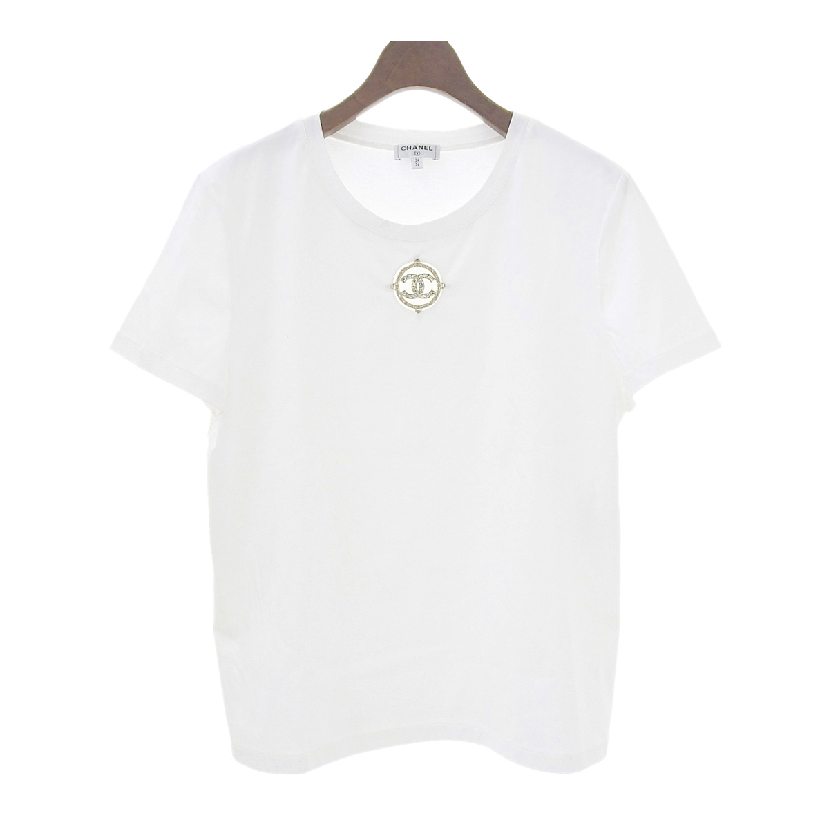 シャネル ココマーク ビジュー Tシャツ P64269K60251 レディース ホワイト CHANEL 中古 【アパレル・小物】