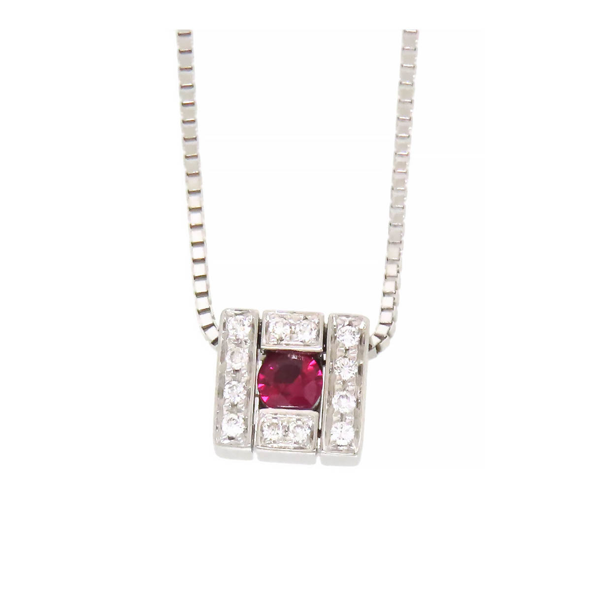  Damiani bell Epo k square ruby diamond necklace 20019093 750 (K18WG) unisex [ beautiful goods ] used [ jewelry ]
