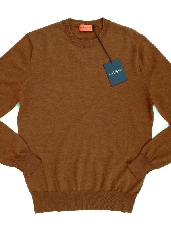 [ new goods unused ]BALLANTYNE aspidistra Thai n*Italy*50* wool high gauge knitted crew neck sweater * fox Brown 