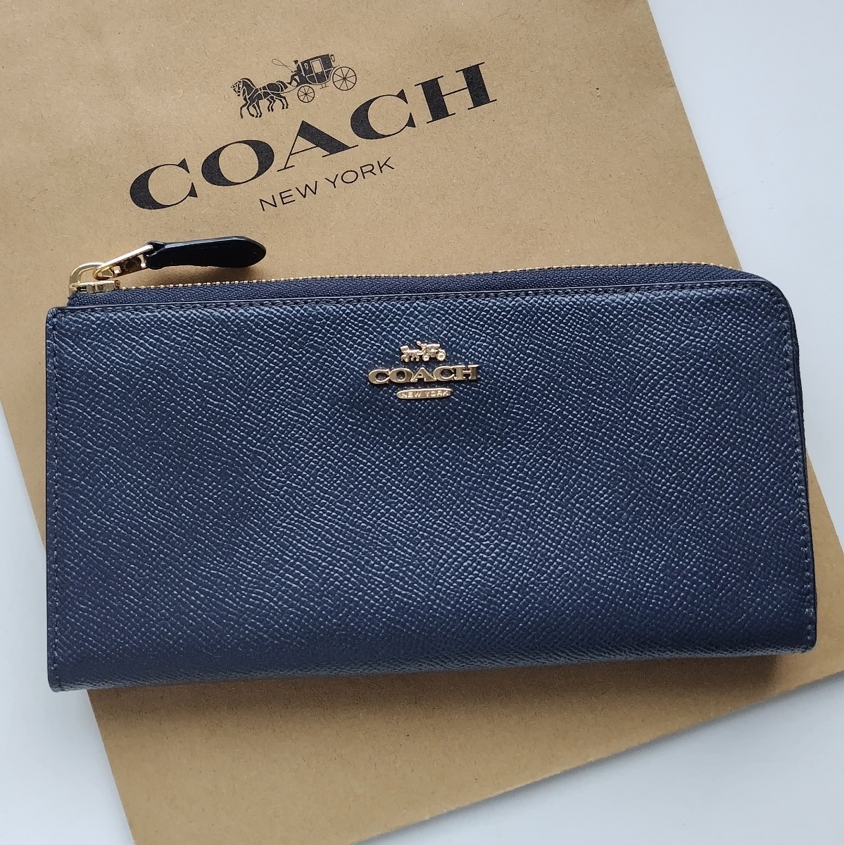 【新品】COACH　コーチ　長財布　ラウンドジップ 　ミッドナイト_画像1