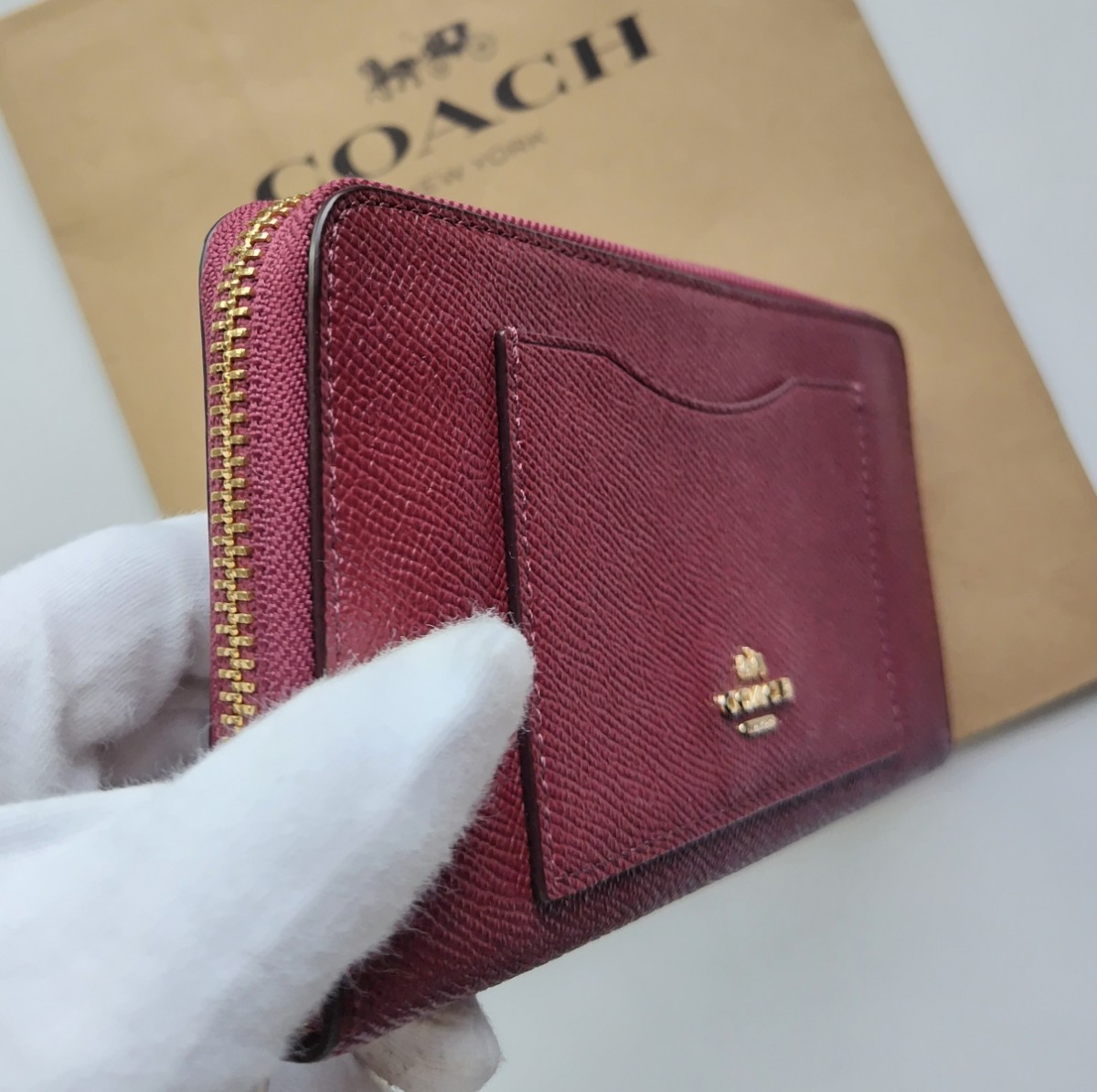 【新品】COACH コーチ 長財布 シグネチャー 　ワインレッド