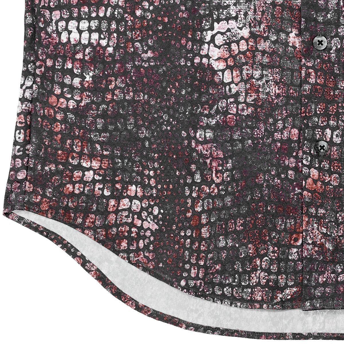 211200-win BlackVaria ドゥエボットーニ 蛇柄 サテンドレスシャツ 衿先スナップボタン パイソンジャガード メンズ(レッド赤ワイン) XL_画像4