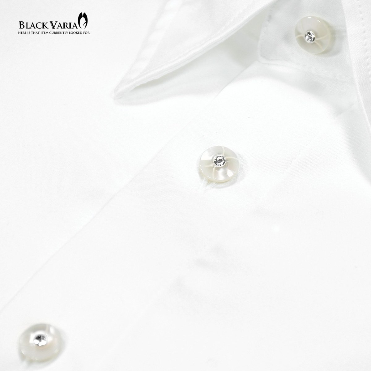21170-0wh サテンシャツ ラインストーンボタンドレスシャツ パウダーサテン レギュラーカラー パーティー メンズ (ホワイト白・ボタンC) XL_画像5