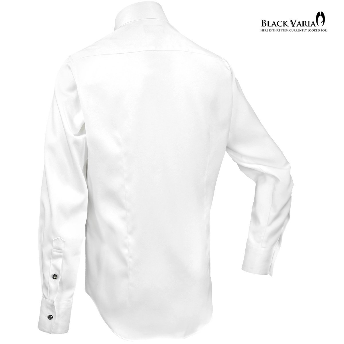 21170-2wh サテンシャツ ラインストーンボタンドレスシャツ パウダーサテン レギュラーカラー パーティー メンズ (ホワイト白・ボタンA) XL_画像3
