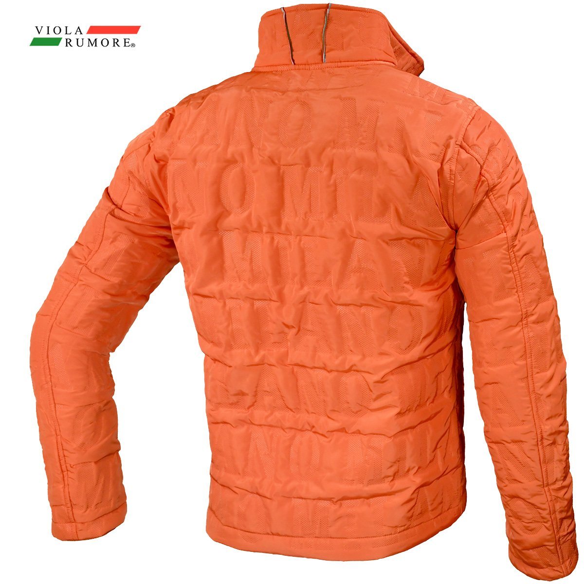 31108-or VIOLA rumore ヴィオラルモーレ ビオラ 圧着キルト ロゴ柄ジャケット 軽量 中綿 スタンドカラー アウター メンズ(オレンジ橙) M_画像2