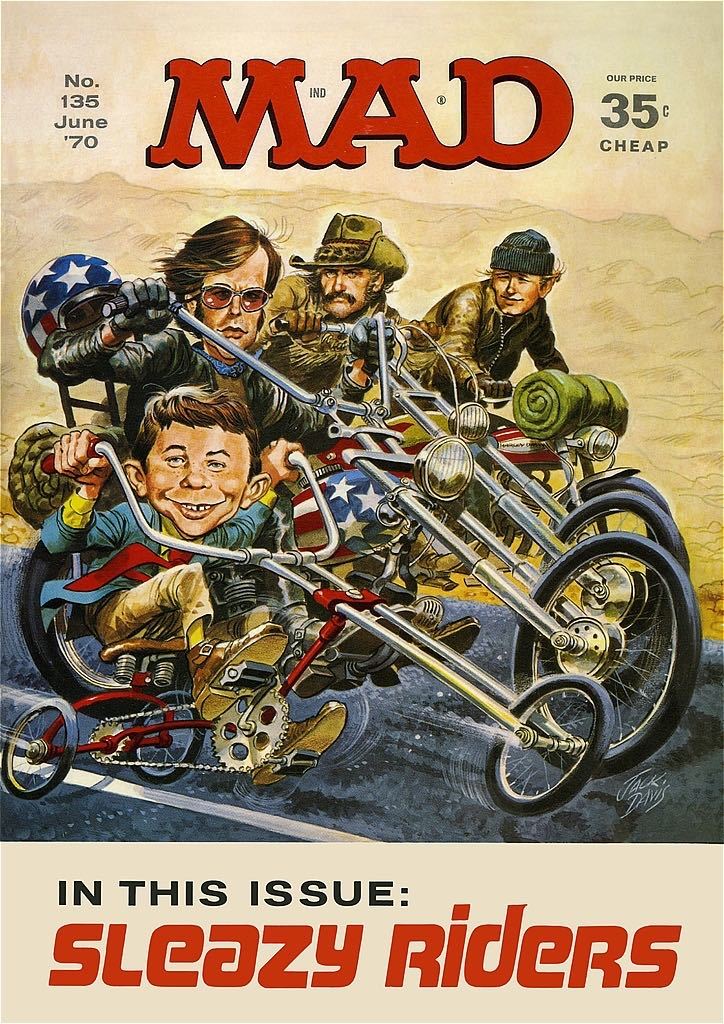 レアポスター★イージーライダー×MADマガジン（1970）★ピーター・フォンダ/デニス・ホッパー/チョッパー/パンヘッド/Easy Riderの画像1