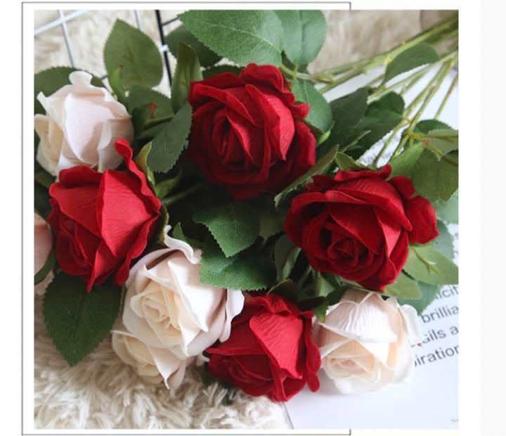  real art flower rose artificial flower rose .. height core ..3 pcs set C cream 