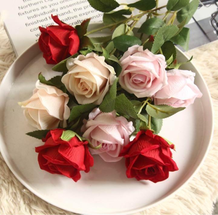  real art flower rose artificial flower rose .. height core ..3 pcs set C cream 
