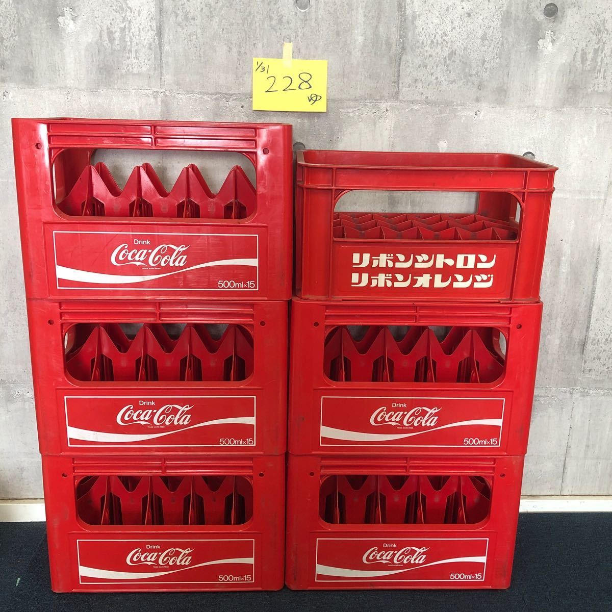 ［ゆec］Coca-Cola コカコーラ サッポロビール リボンシトロン オレンジ 空箱 6箱まとめて 細長 昭和レトロ 雑貨 アンティーク _画像1