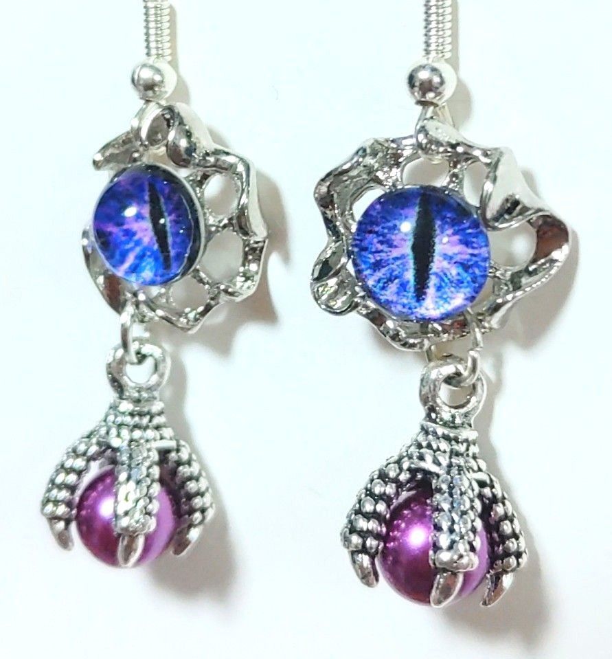 【値下げ中】*33 龍と爪 <菫> ロング ピアス イヤリング