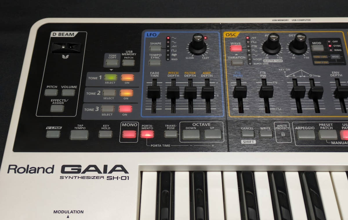 Roland ローランド SH-01 シンセサイザー GAIA ガイア SYNTHESIZER ANALOG アナログ バーチャル モデリング 37鍵盤 ACアダプター PSB-1U_画像4