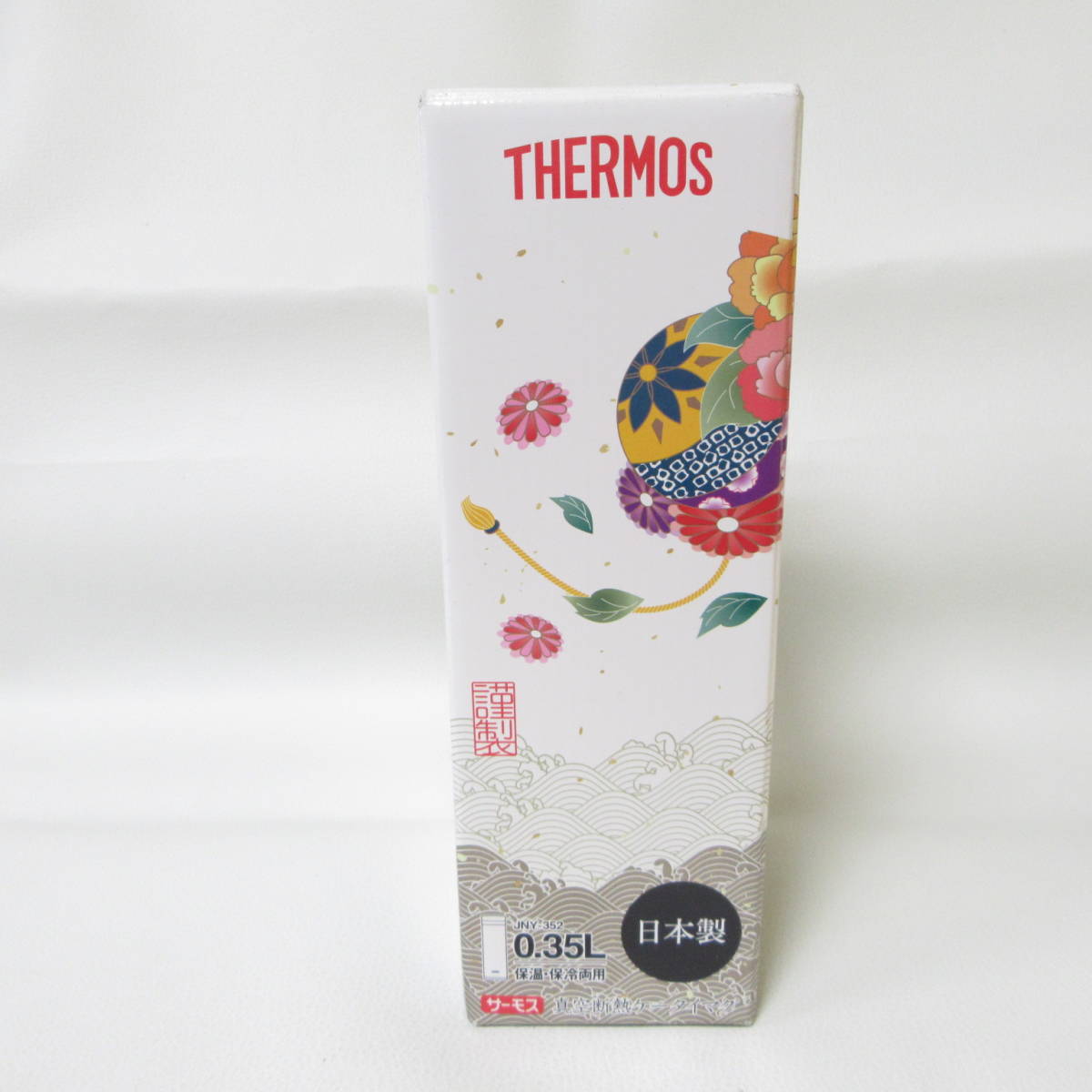 T9189☆【SALE】サーモス THERMOS 真空断熱ケータイマグ 350ml 水筒 JNY-352 BTN ボタン 牡丹柄 未使用品【日用品】_画像2