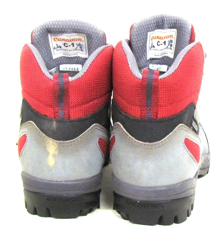  beautiful goods coravan Caravan mountain climbing shoes lady's 24.0.EEE gray × red trekking shoes B1121-03