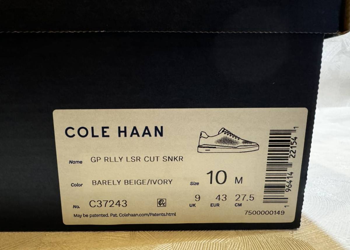 COLE HAAN スニーカー 27.5 US10M グランドプロラリーレーサーカットスニーカー CHバーレイベージュ/アイボリー C37243_画像7