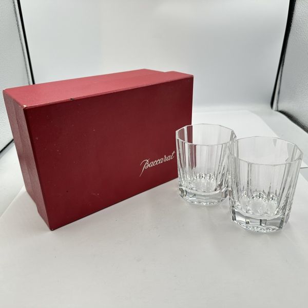 R178-M15-5803 Baccarat バカラ ロックグラス クリスタルグラス 洋食器 ペアグラス 2客セット 箱付き ①_画像1