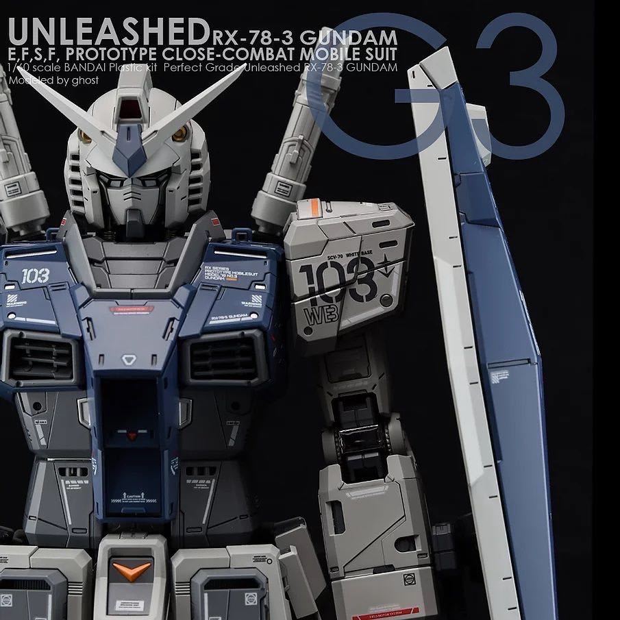 PG UNLEASHED 1/60 RX-78-3 G3ガンダム用水転写式デカール3枚セット_画像2