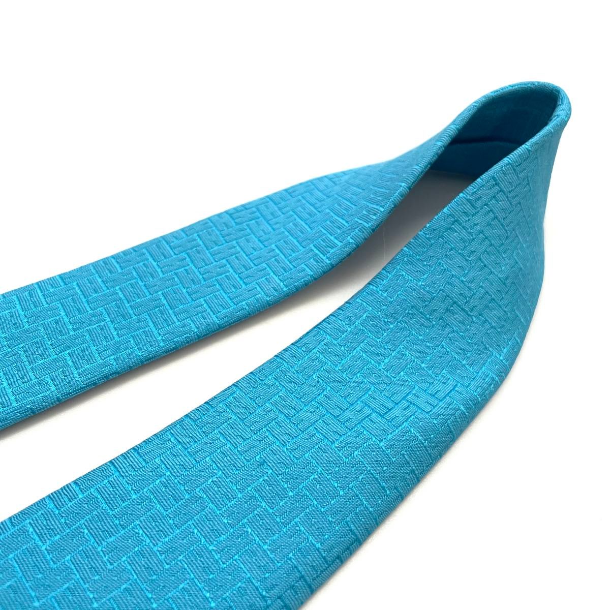 極上美品 エルメス ネクタイ ファソネ H織りタイ ターコイズ 極上美品 エルメス ネクタイ ファソネ H織りタイ ターコイズ