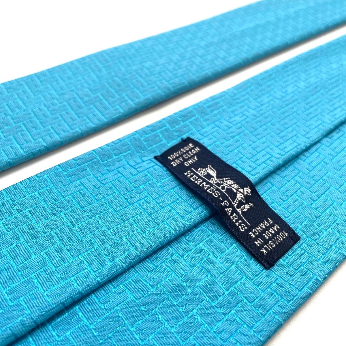 極上美品 エルメス ネクタイ ファソネ H織りタイ ターコイズ 極上美品 エルメス ネクタイ ファソネ H織りタイ ターコイズ