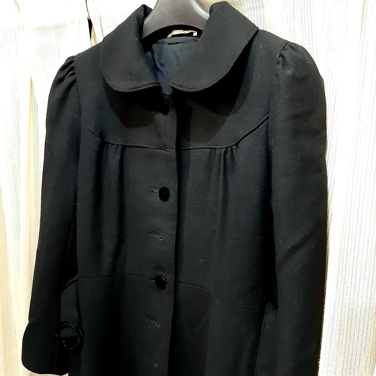 東京スタイル ロングコート 黒 S フード付き ベルト付き Aライン 冠婚葬祭 女の子 ガーリー コートドレス