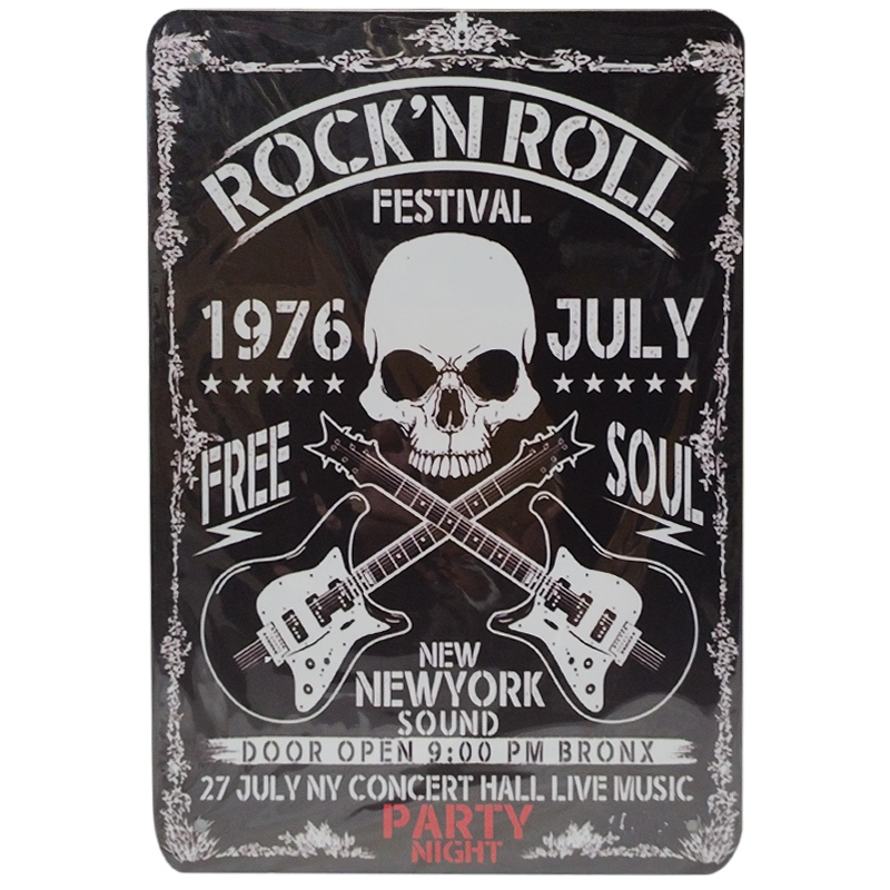 ROCK'N ROLL FESTIVAL 1976 JULY アメリカン 雑貨 ブリキ看板 メタルサインティンサインズ サインプレート tin2-51_画像1