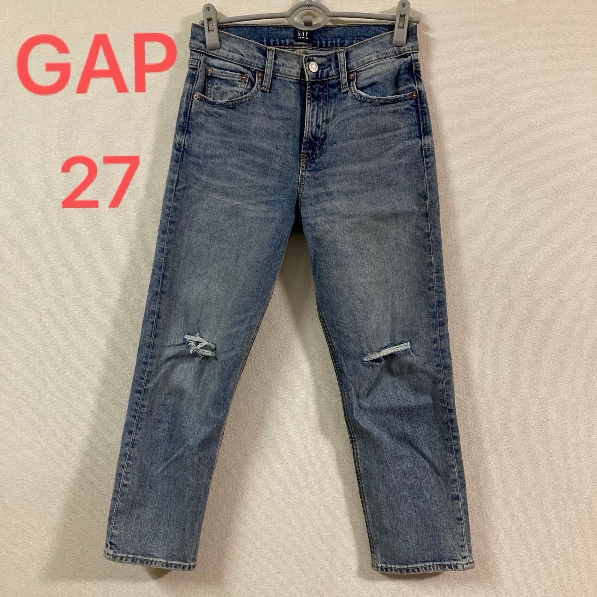 GAP DENIM 27 REGULAR デニムパンツ ジーパンストレッチ　ダメージ加工