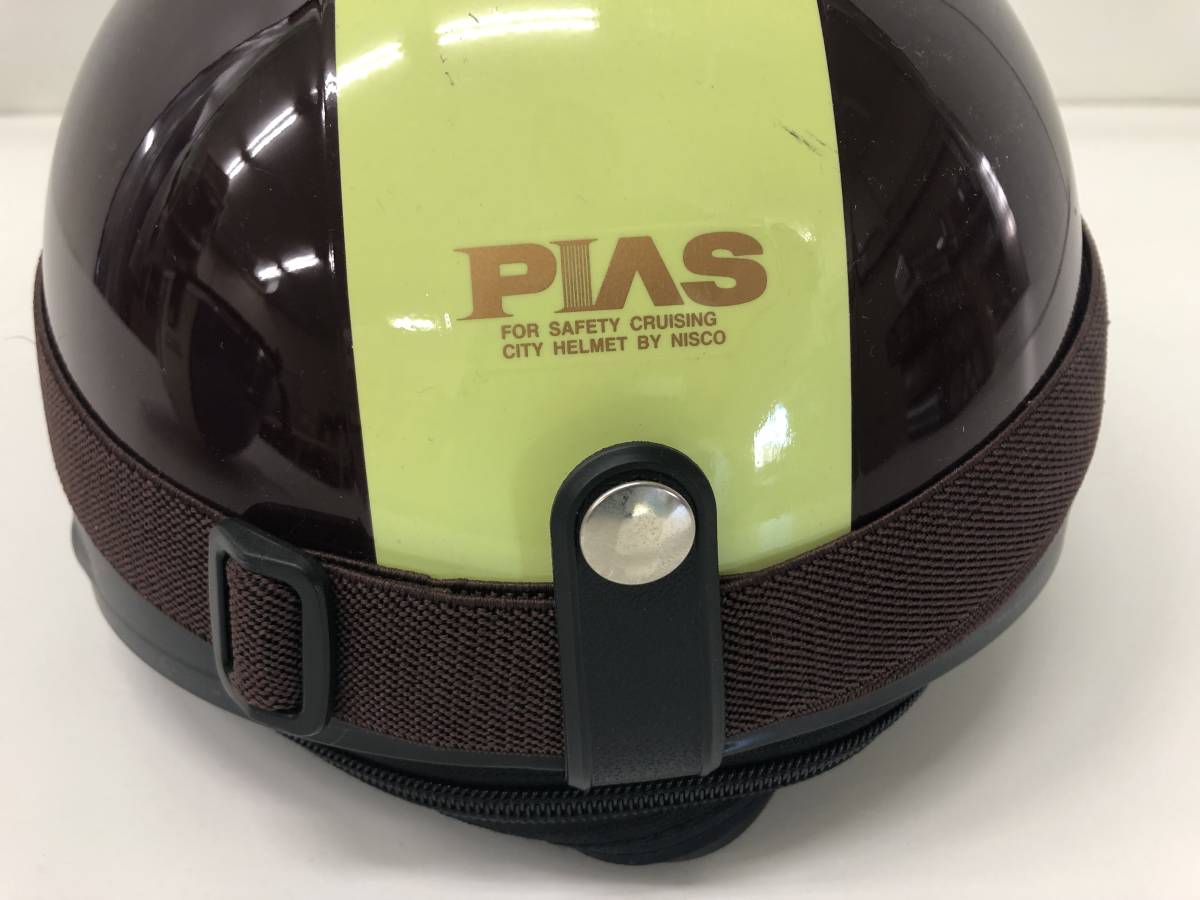 ☆☆【USED】バイク ヘルメット PIAS 125ｃｃ以下用 ハーフ ヘルメット メガネ　ゴーグル　茶系/イエロー系 サイズ80_画像3