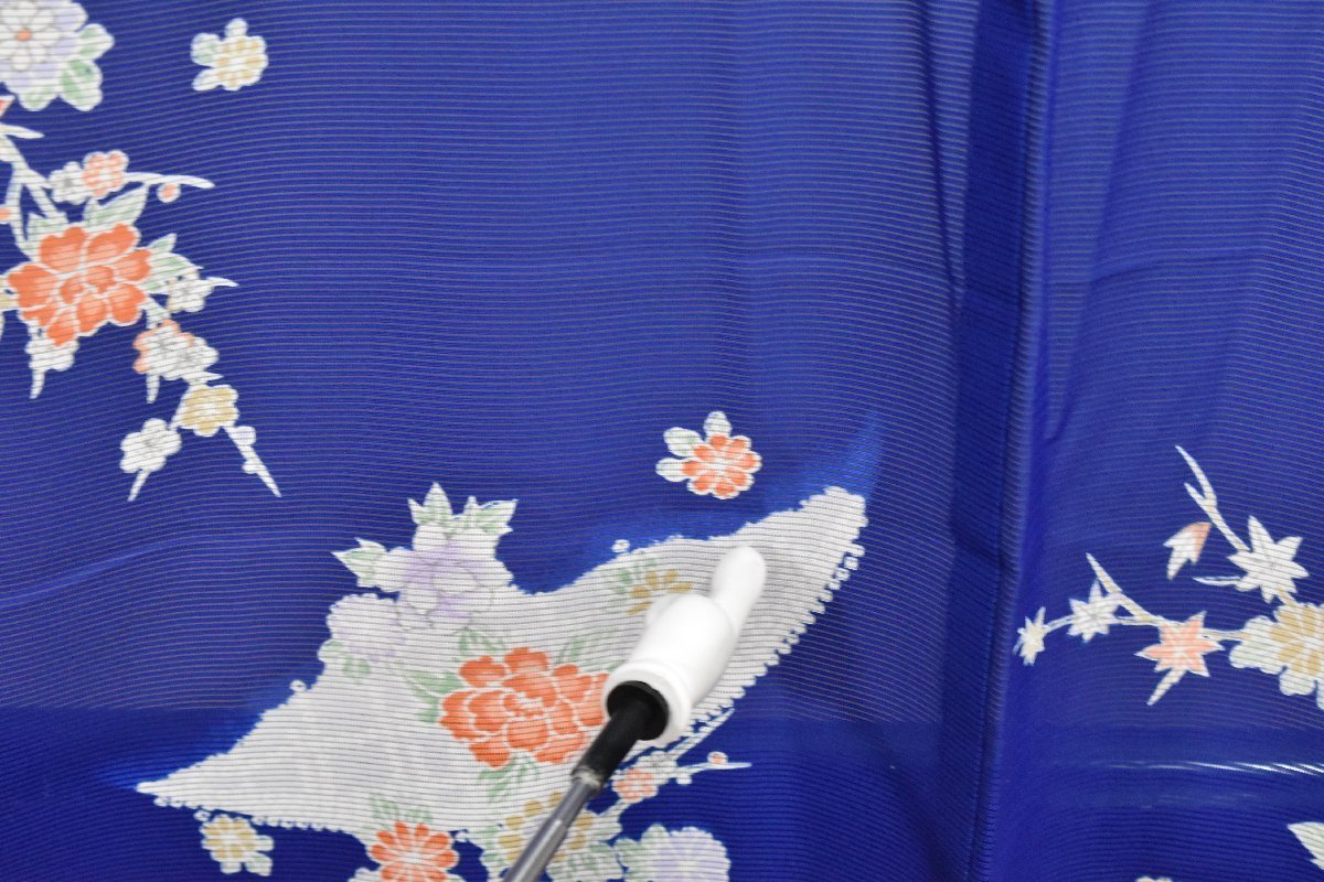  summer kimono fine pattern light thing blue color flower .. stylish length 147cm sleeve length 63cm