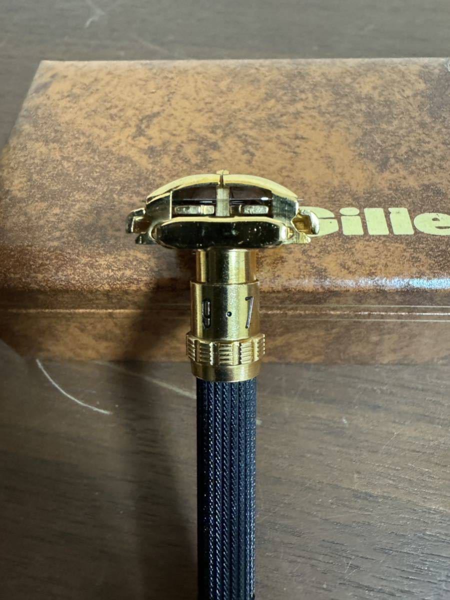 【美品】 Gillette ジレット T字 ダイヤル付き カミソリ 髭剃り アンティーク ヴィンテージ 替刃/元箱付き MADE IN USA_画像4