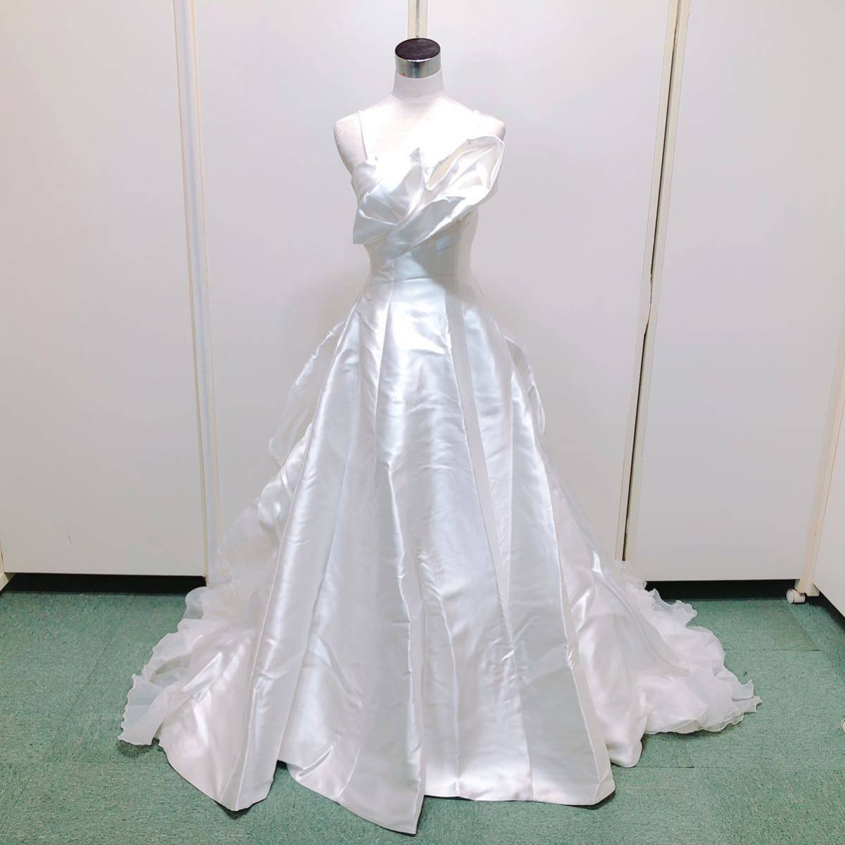 82【中古】Wedding Dress COLOR DRESS ウェディングドレス カラードレス FA009 オフホワイト 7-9TT シンプル フリル レース 現状品_画像1