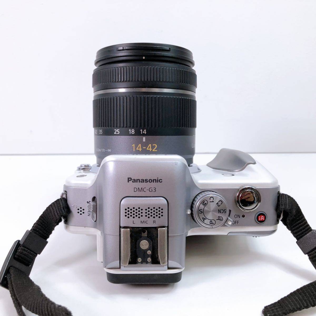 119【中古】Panasonic DMC-G3 G VARIO 1:3.5-5.6/14-42 ASPH 1:4-5.6/45-200 ミラーレス一眼カメラ ホワイト レンズ 通電確認済み 現状品_画像6