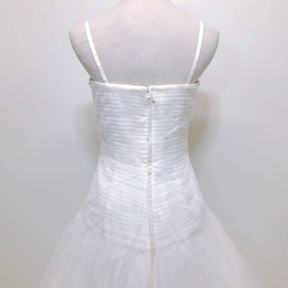 124【中古】Wedding Dress COLOR DRESS ウェディングドレス カラードレス FA010 オフホワイト 7-9TTフラワーモチーフ ビジュー 現状品_画像6